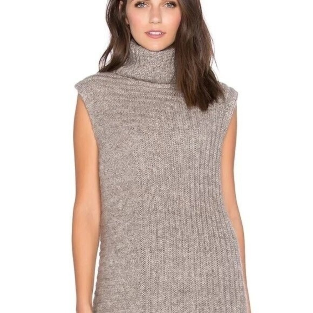 Theory Beylor T Yak Mohair Wool Turtleneck Sweater Vest Womens Size Medium Top